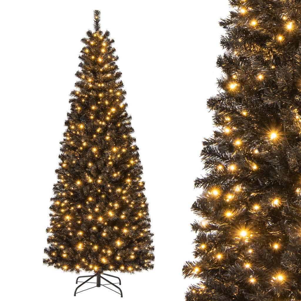 Pre-lit Christmas Halloween Tree with PVC Branch Tips and Warm White Lights