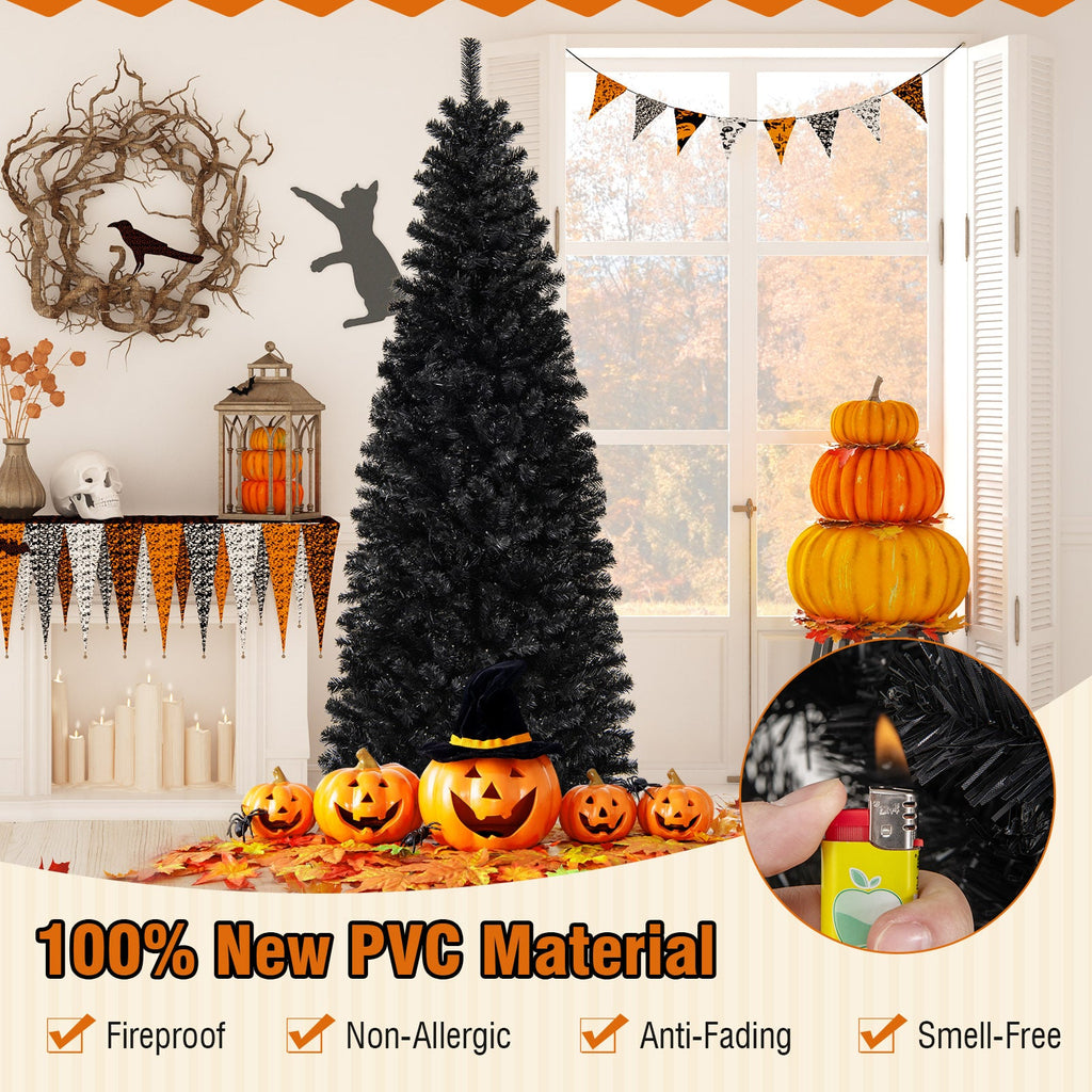 Pre-lit Christmas Halloween Tree with PVC Branch Tips and Warm White Lights
