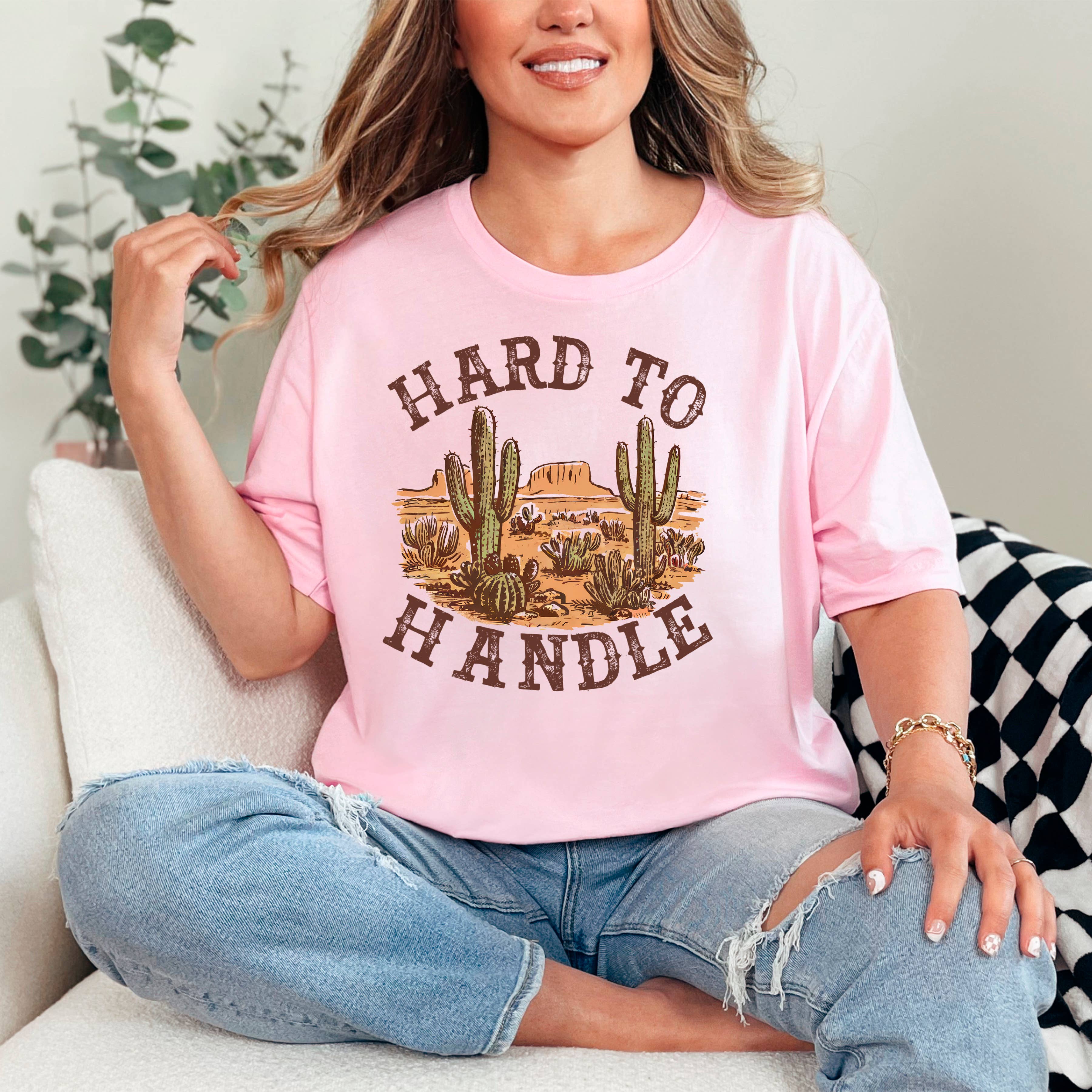 Graphic Tees Western - Hard to Handle Distressed Cactus Tee | Soft Cotton