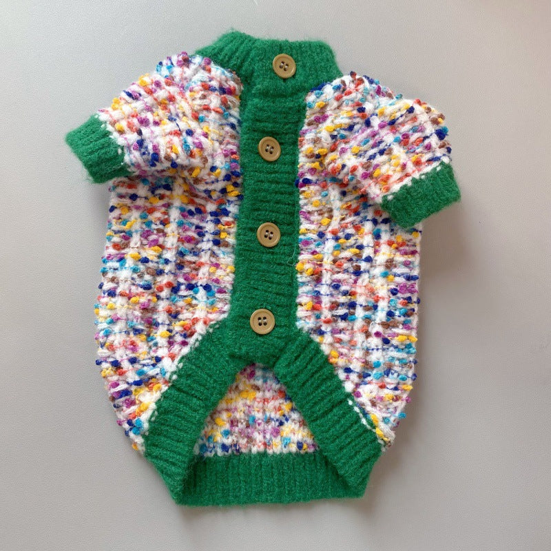 Pet Dog Color-Block Cardigan Sweater
