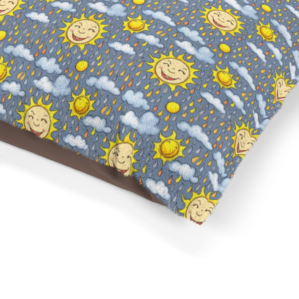 Smiling Suns in a Rainy Sky Pattern - Pet Bed Pet Zen