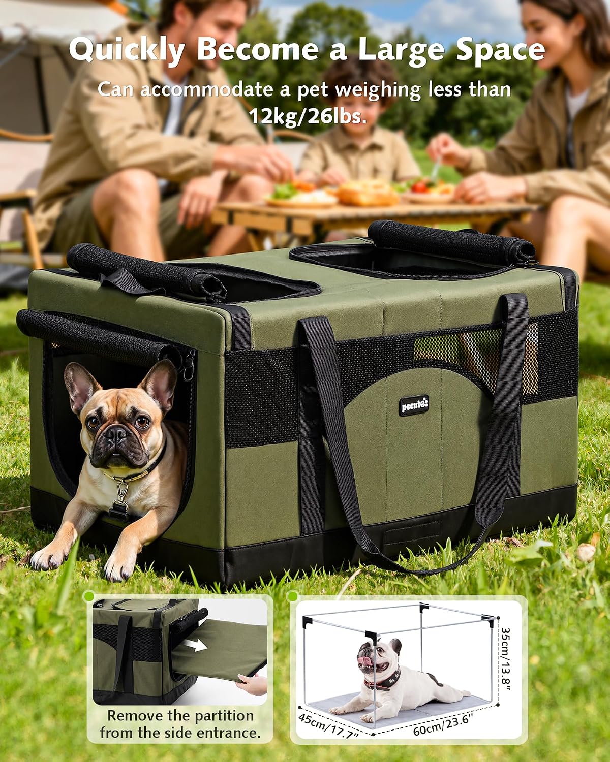 Large Double Cat Carrier with Removable Divider