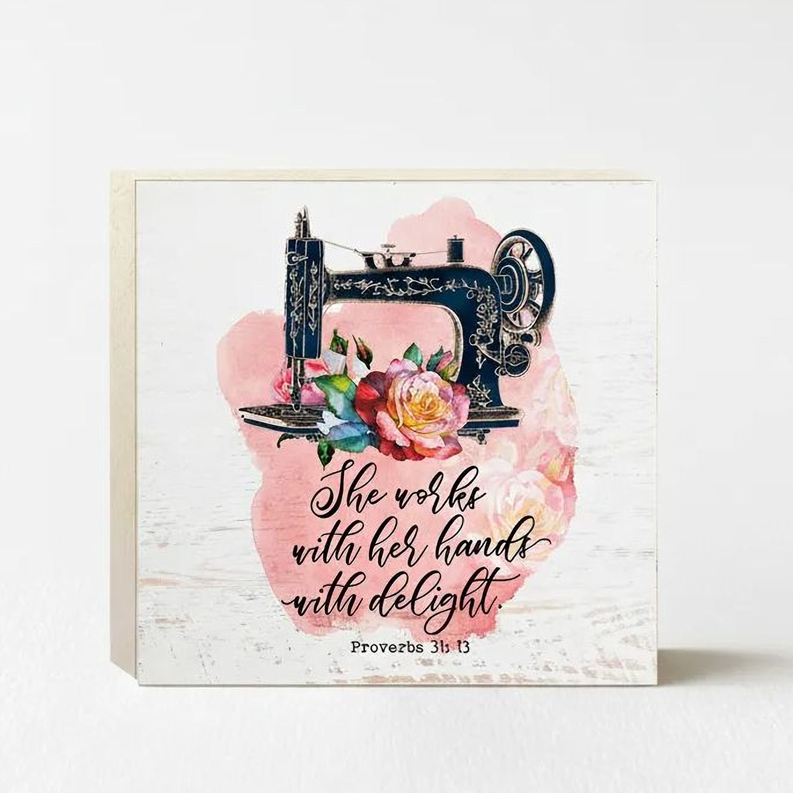 Proverbs 31 Wall Art - Sewing Machine Room Decor - Crafting Room Sign