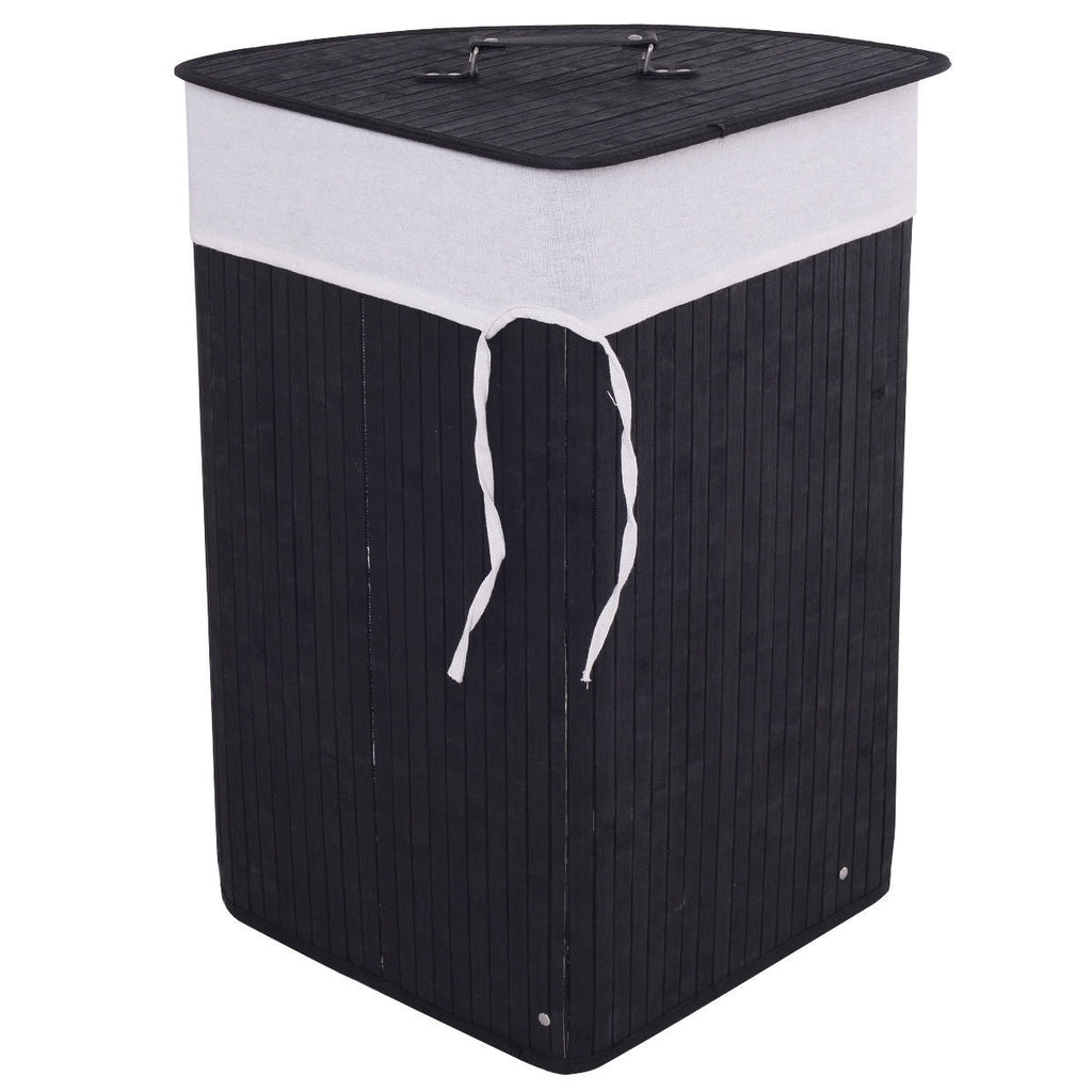 Corner Bamboo Hamper Laundry Basket