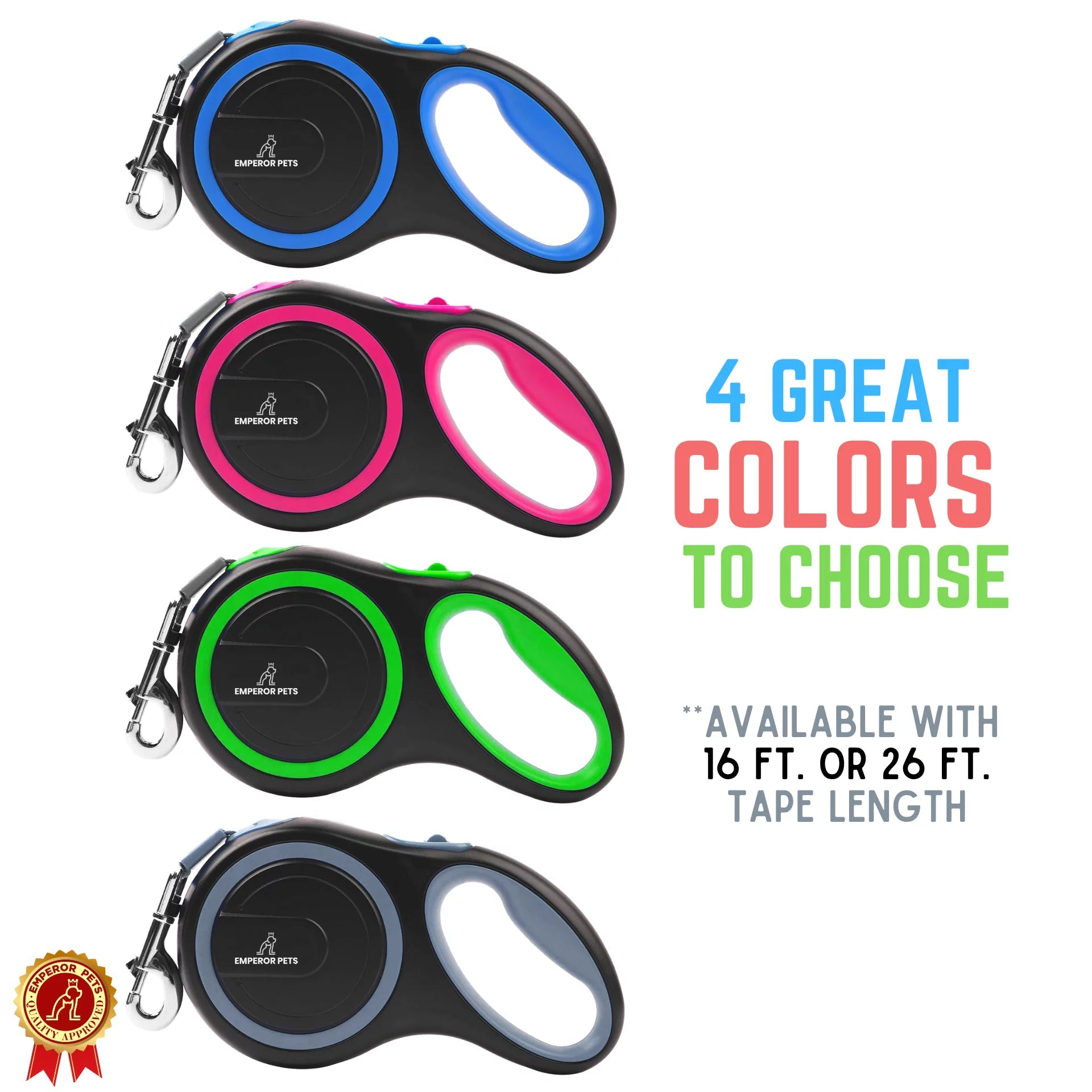 16ft Heavy-Duty Retractable Dog Leash (up to 110lbs)