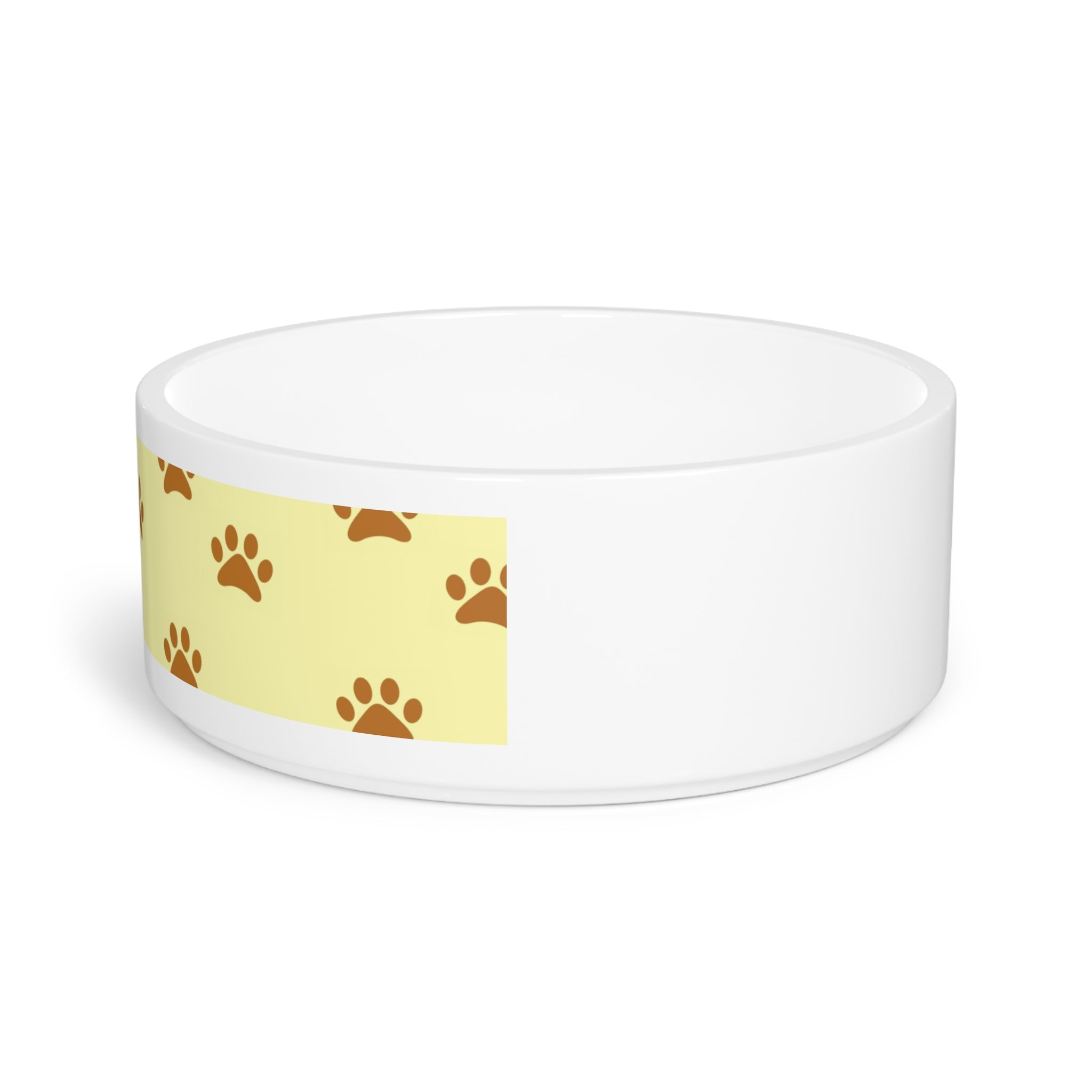 Golden Pawprints on Buttercream Sky - Pet Bowl