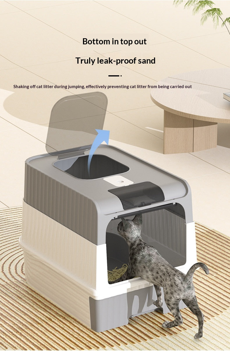 Extra-large Enclosed Drawer-Type Cat Litter Box.