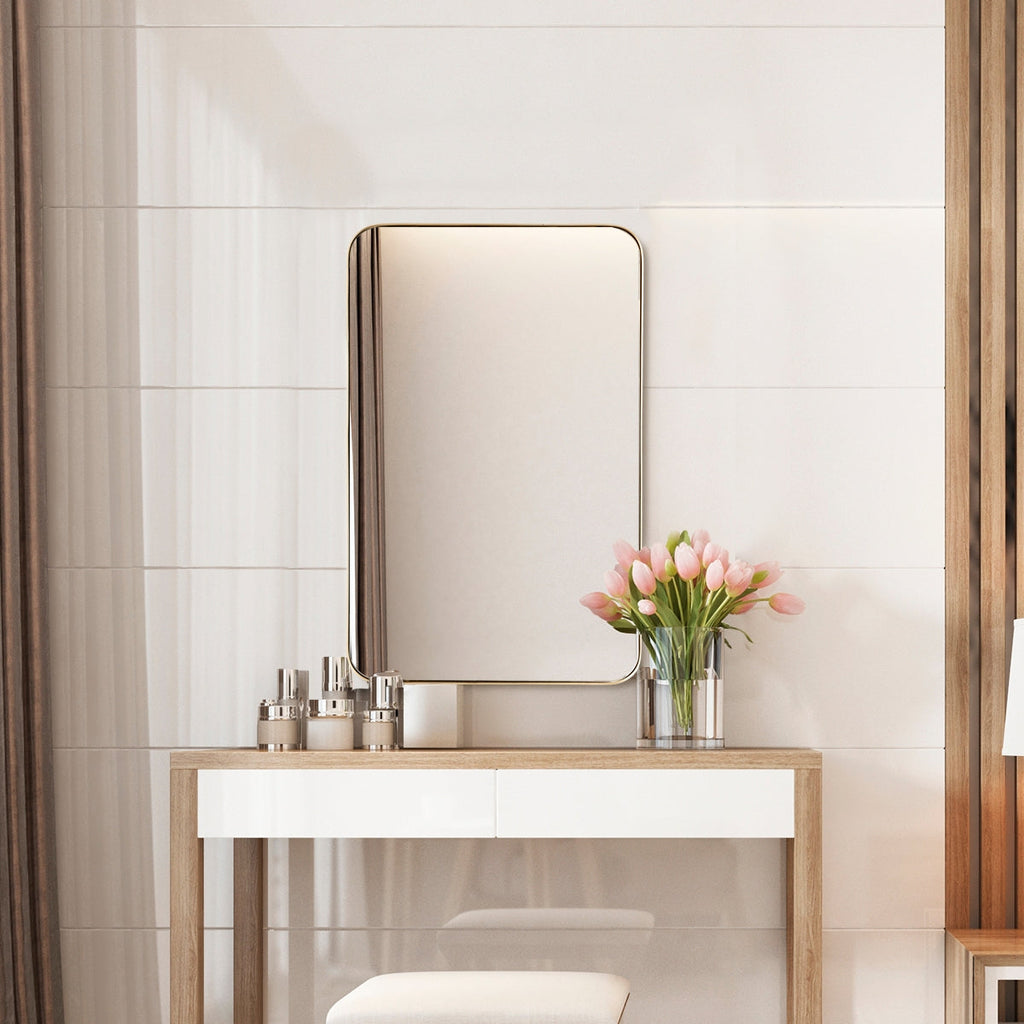 32 Inch x 20 Inch Metal Frame Wall-Mounted Rectangle Mirror