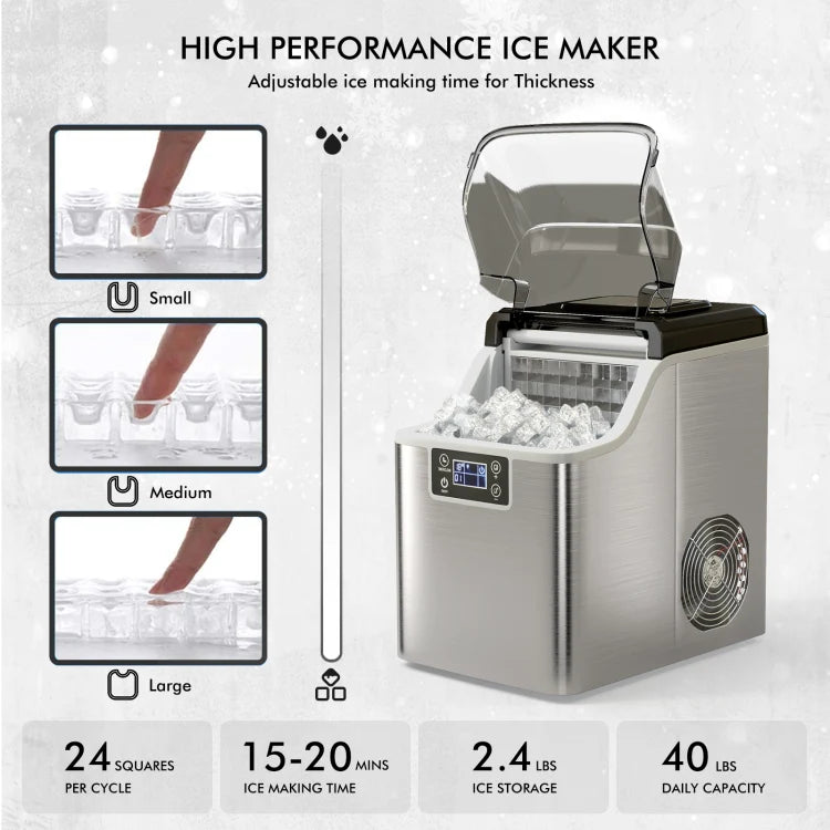 Portable Ice Maker with Scoop & Basket