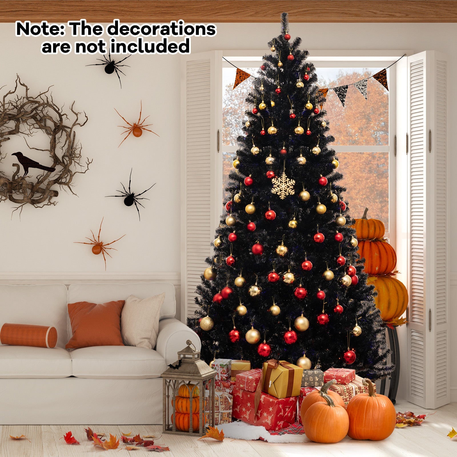 6/7/8 Feet Artificial Christmas Tree with 6 Lighting Modes and Spooky Sounds