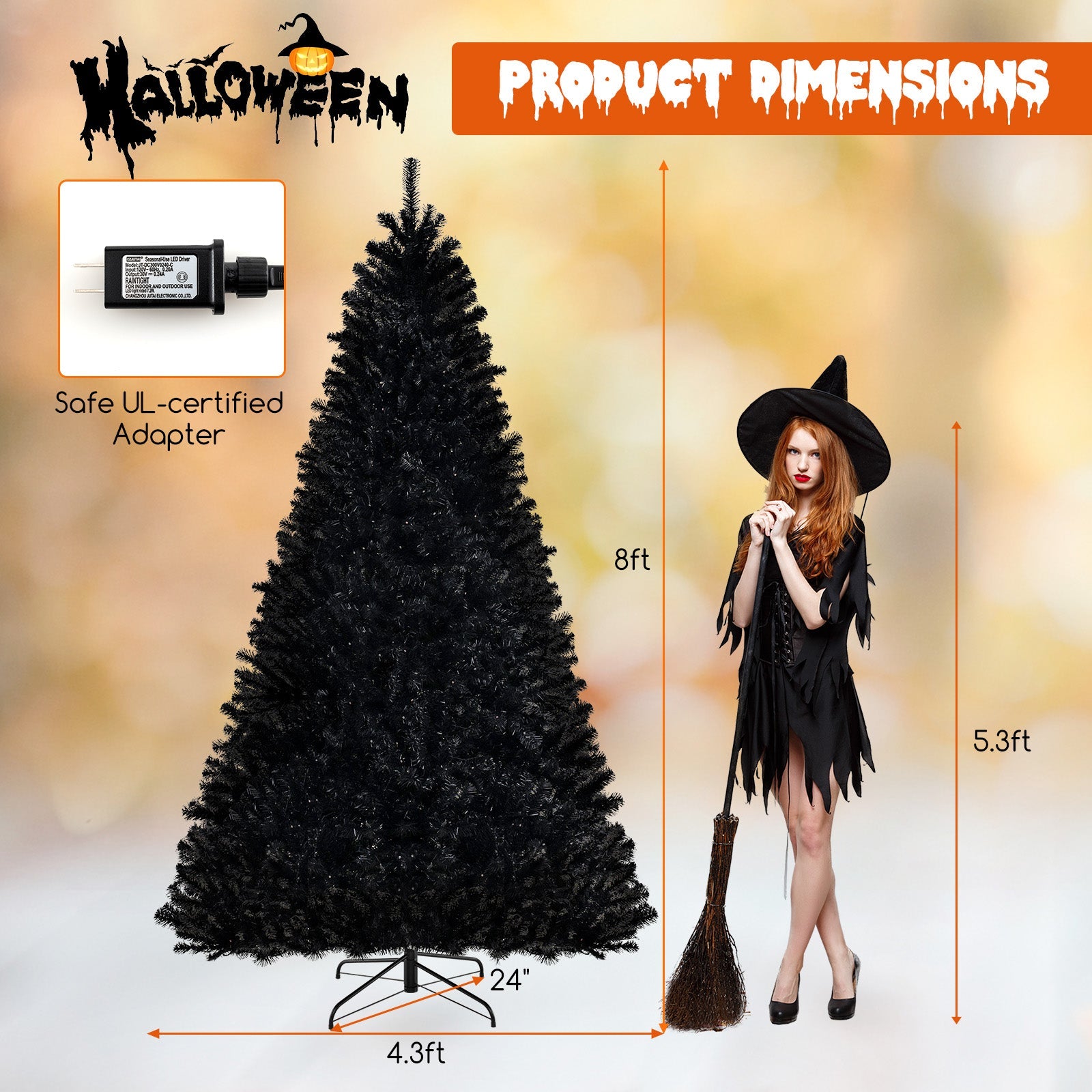 6/7/8 Feet Artificial Christmas Tree with 6 Lighting Modes and Spooky Sounds