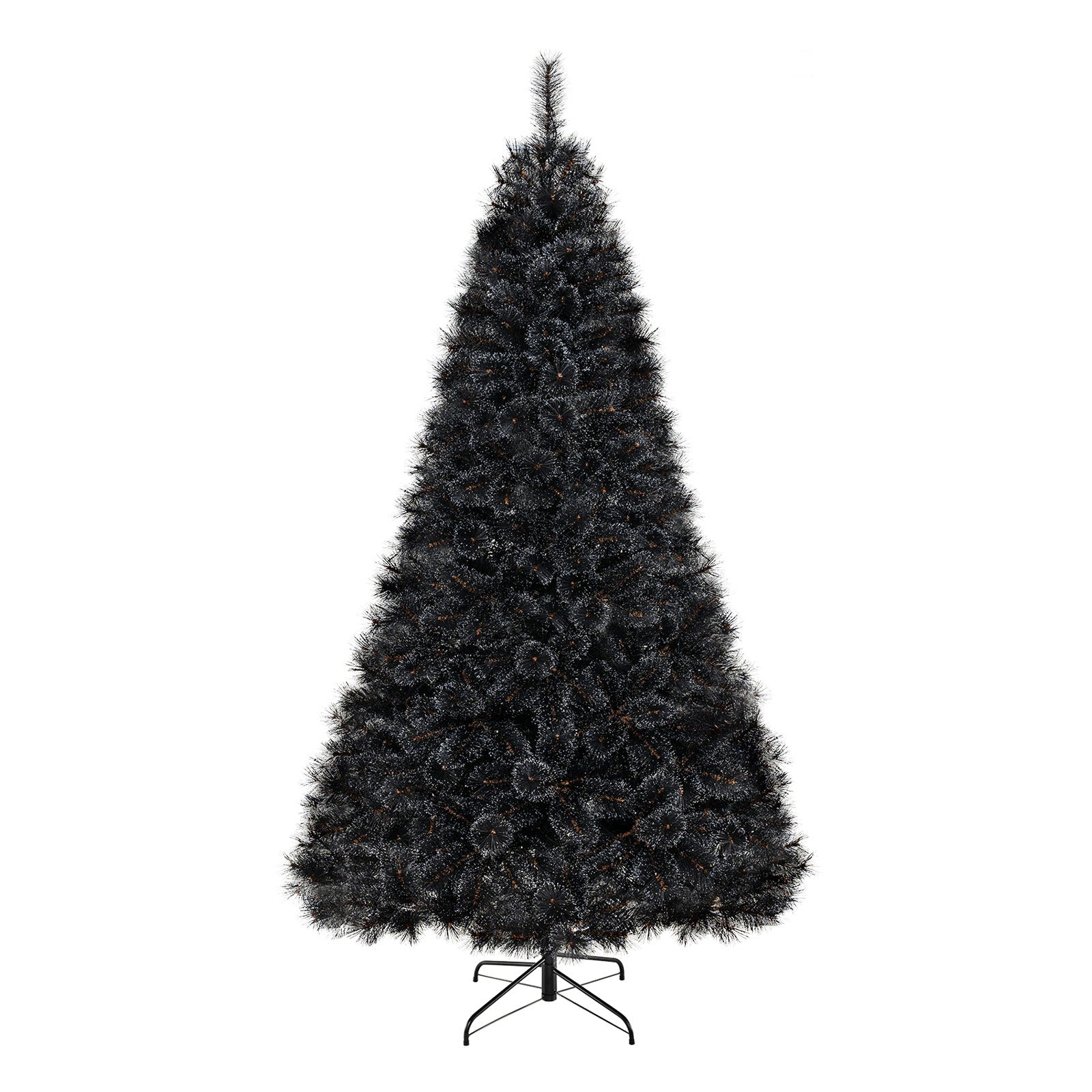 6/7/8 Feet Black Artificial Halloween Christmas Tree with PVC Branch Tips and 210/320/450 Cool White LED Lights