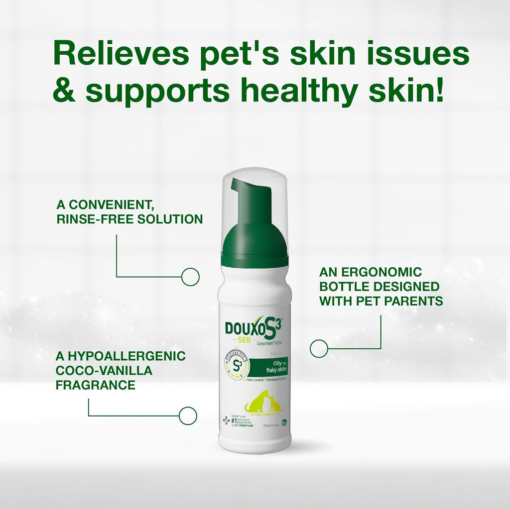 Douxo S3 SEB Mousse for Dogs & Cats Skin Coat Care 5.1 oz.