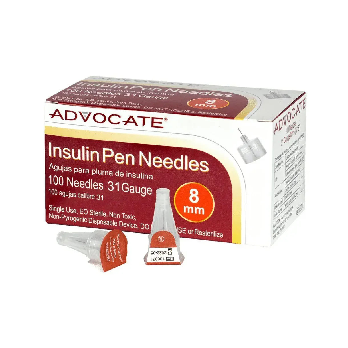 Advocate Insulin Pen Needles 8mm 31 Gauge Box of 100 Needles