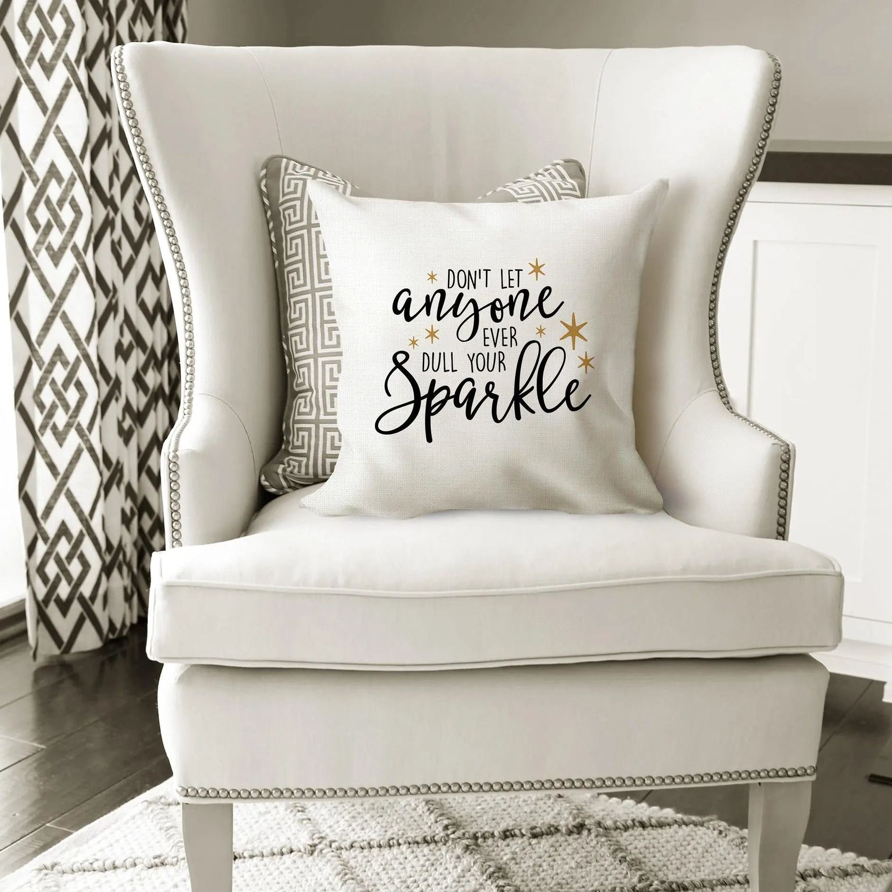 Throw Pillow Gift - Motivational Pillow Cover With Black & Gold Quote, Twill Canvas