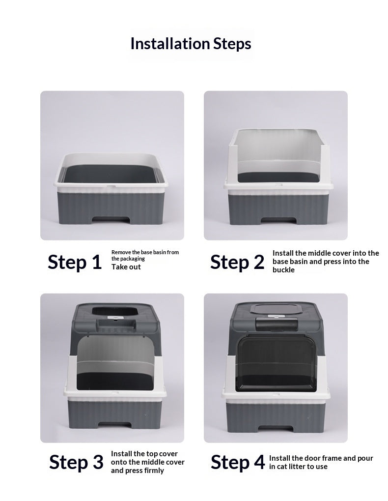 Extra-large Enclosed Drawer-Type Cat Litter Box.