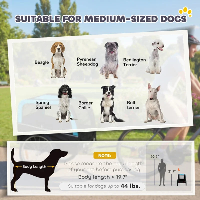 Dog Bike Trailer, Pet Cart Bicycle Carrier with 20" Air Tires, Quick-Release Wheels, Reflectors, Flag