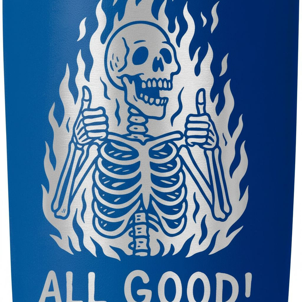 Insulated Travel Mug – Double Wall Tumbler with Funny Skeleton Gift, Spill Proof