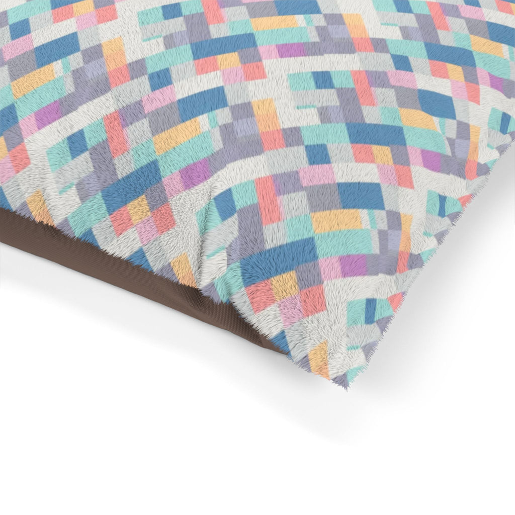 Pastel Pixel Weave in Diagonal Harmony - Pet Bed Pet Zen