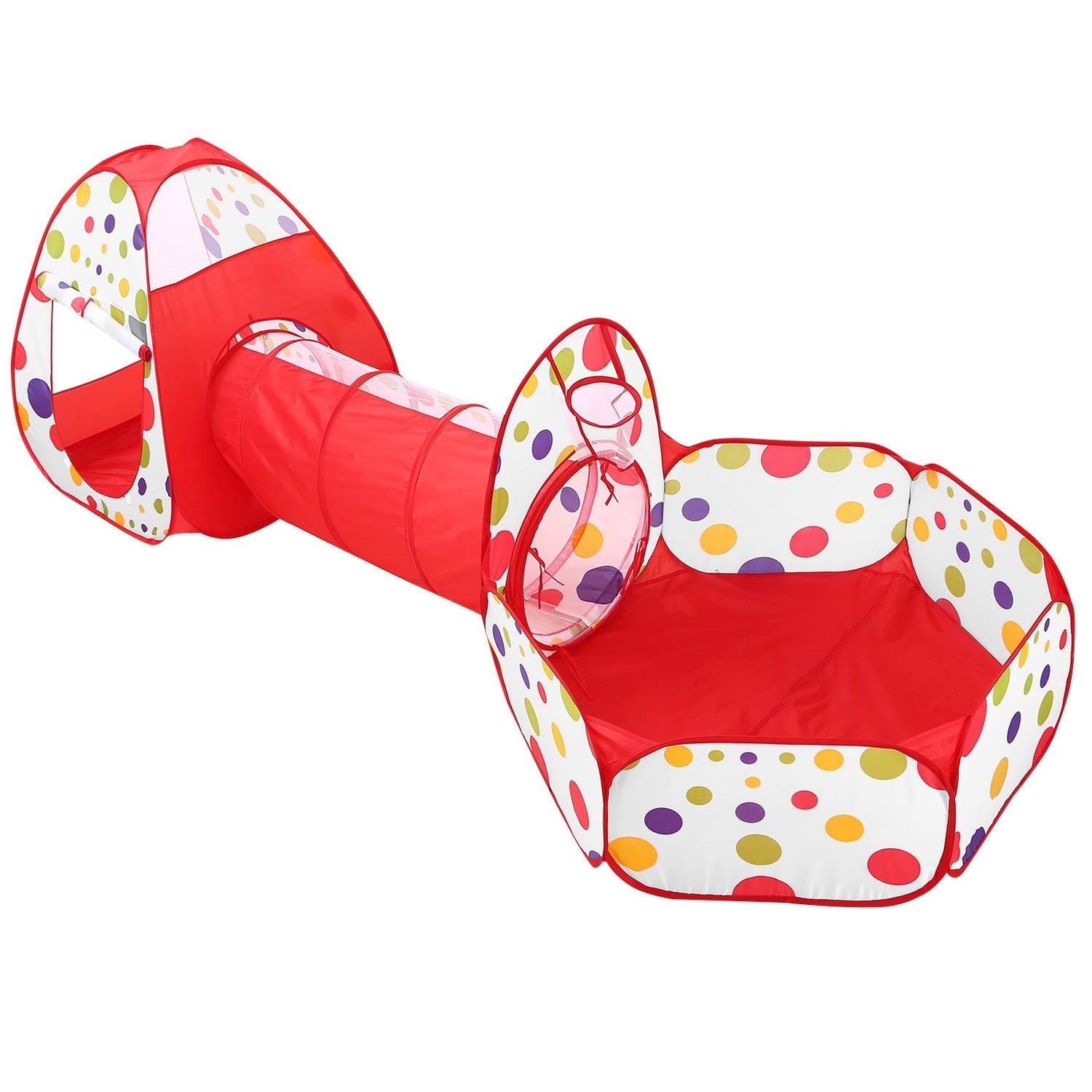 3 In 1 Child Crawl Tunnel Tent Kids Play Tent Ball Pit Set Foldable Children Play House Pop-up Kids Tent w/Storage Bag for Indoor Outdoor Travel Use