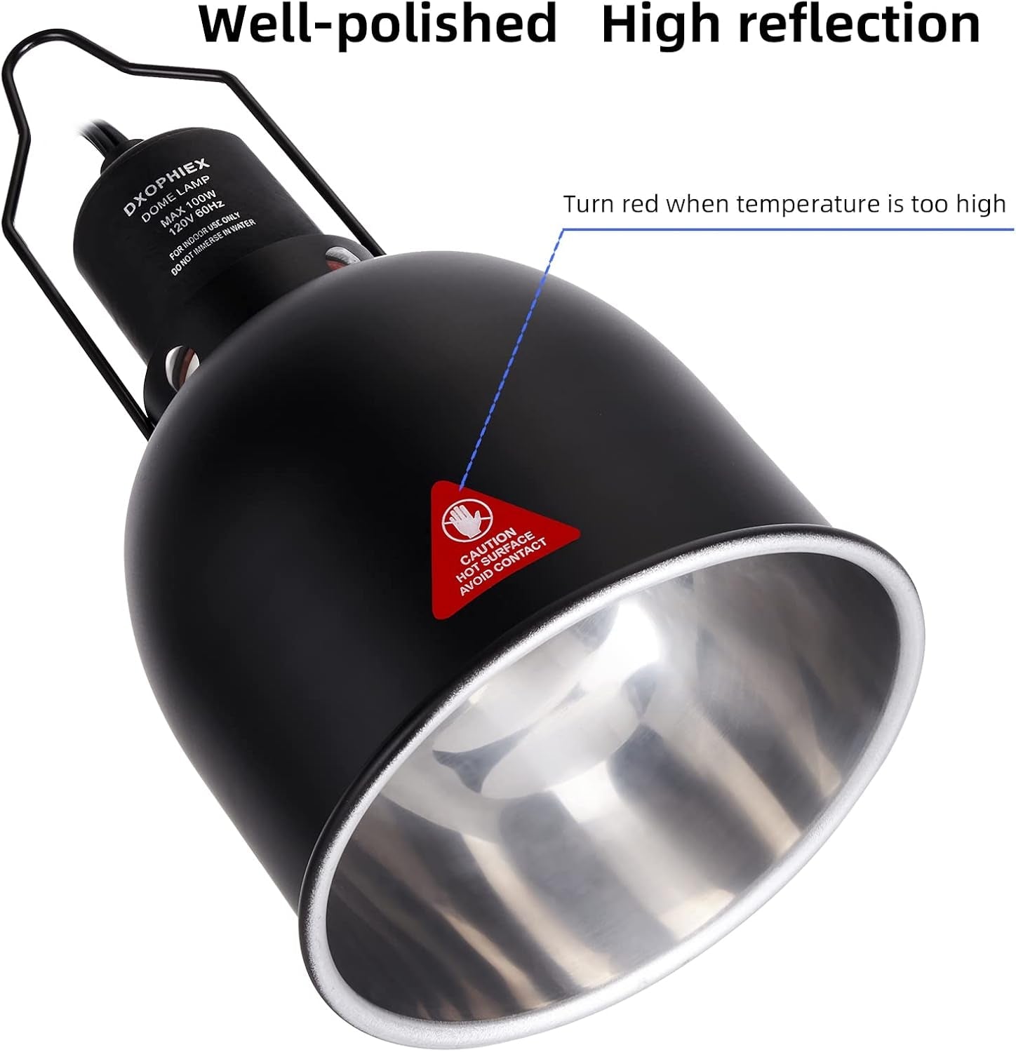 DXOPHIEX Reptile Heat Lamp Fixture Deep Dome Basking Light 5 Options