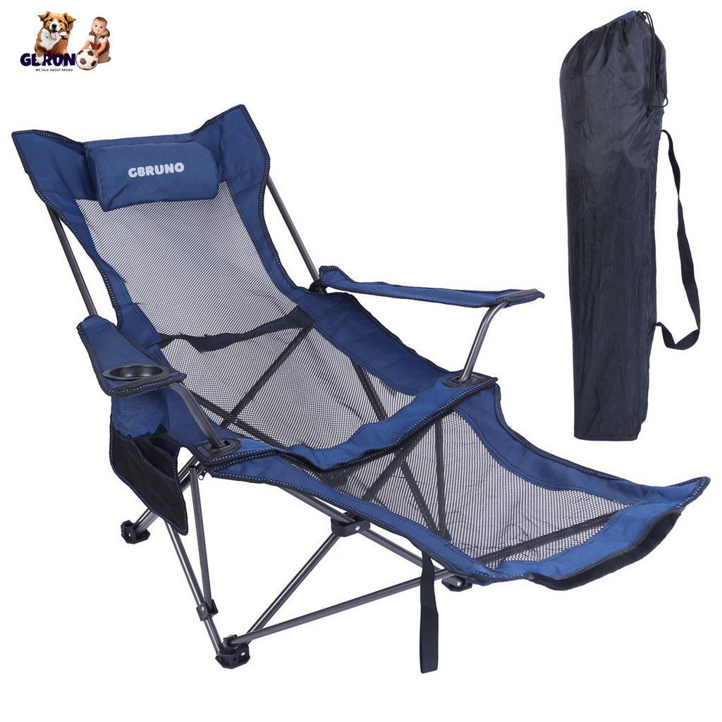 Foldable Camping Chair with Reclining Backrest & Carry Bag
