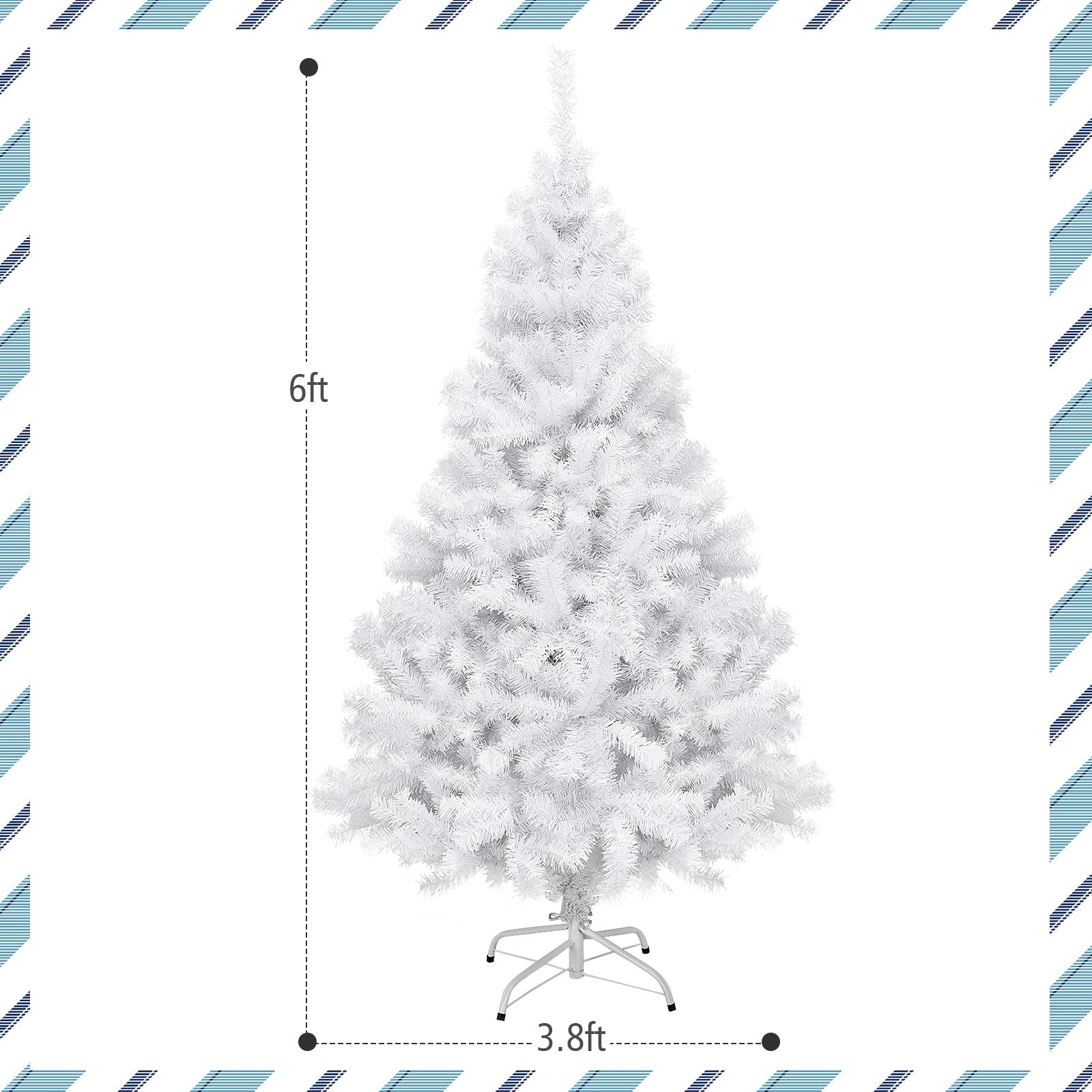 6' / 7.5' / 9' Hinged Artificial Christmas Tree with Metal Stand