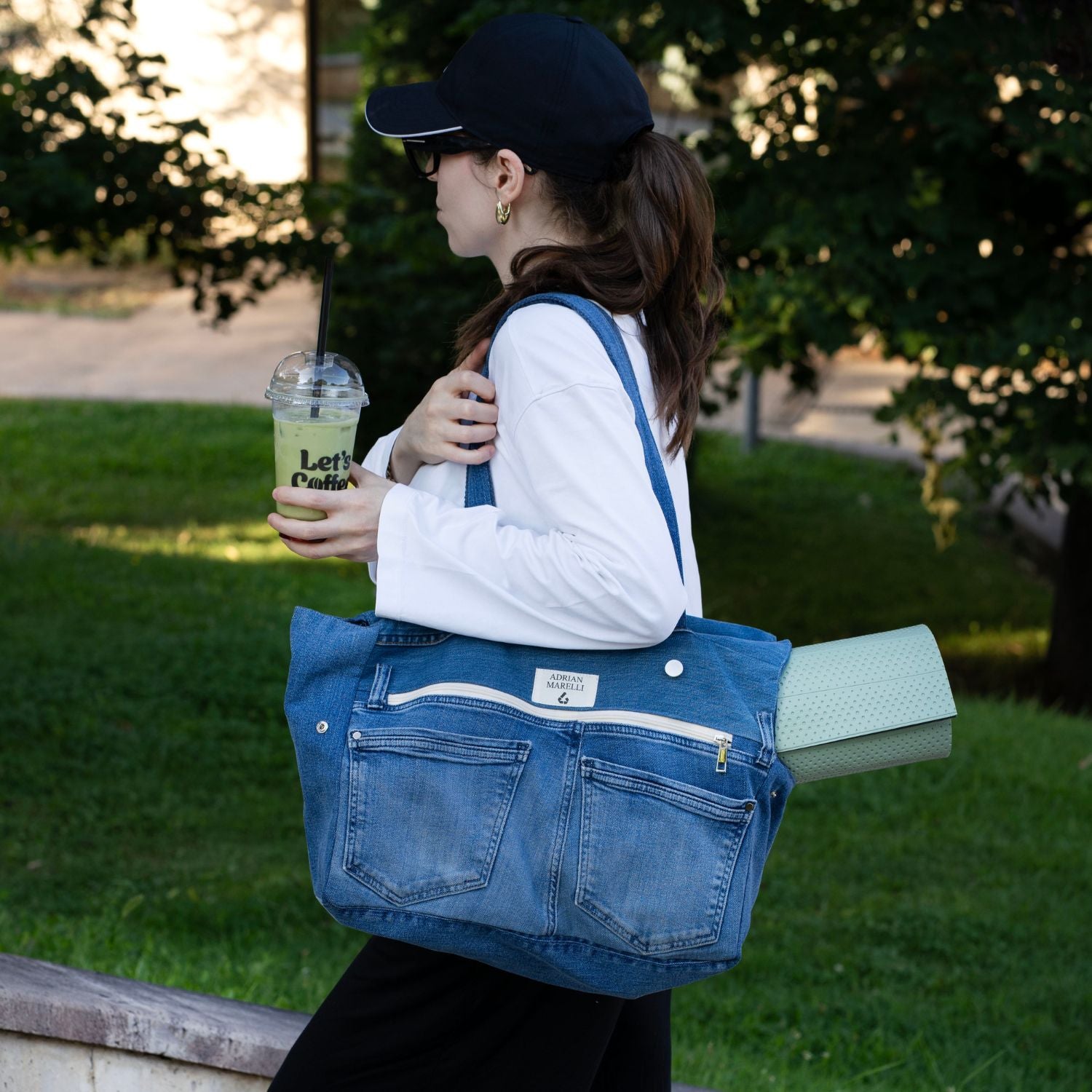 Upcycled Denim Sports Tote - Blue