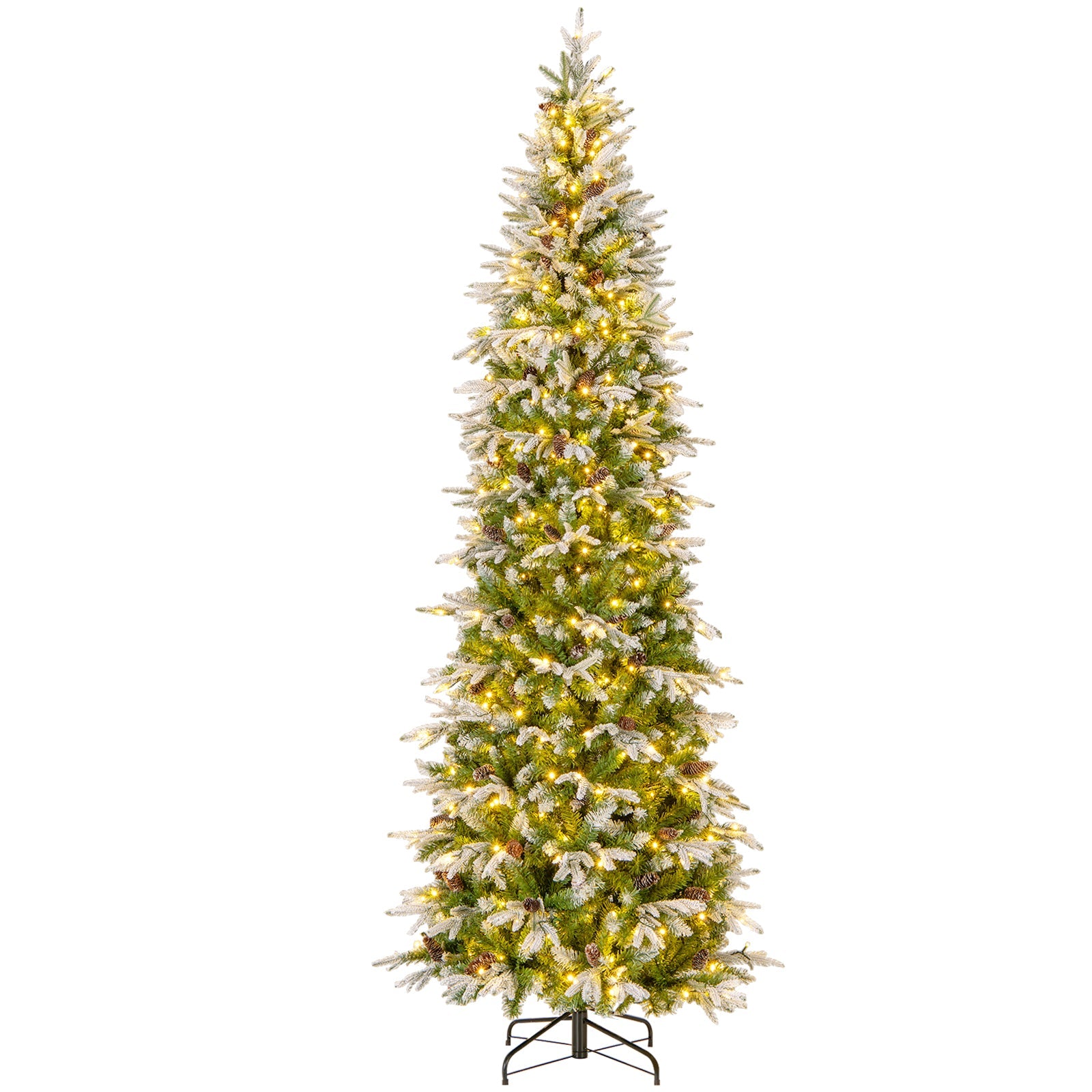 6/7.5/9 Feet Pre-Lit Artificial Christmas Tree Snow Flocked Hinged