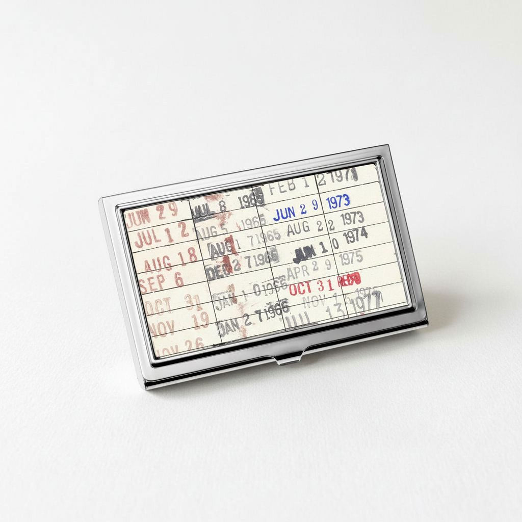 Vintage Business Card Case -  Metal Card Holder for Teachers & Readers