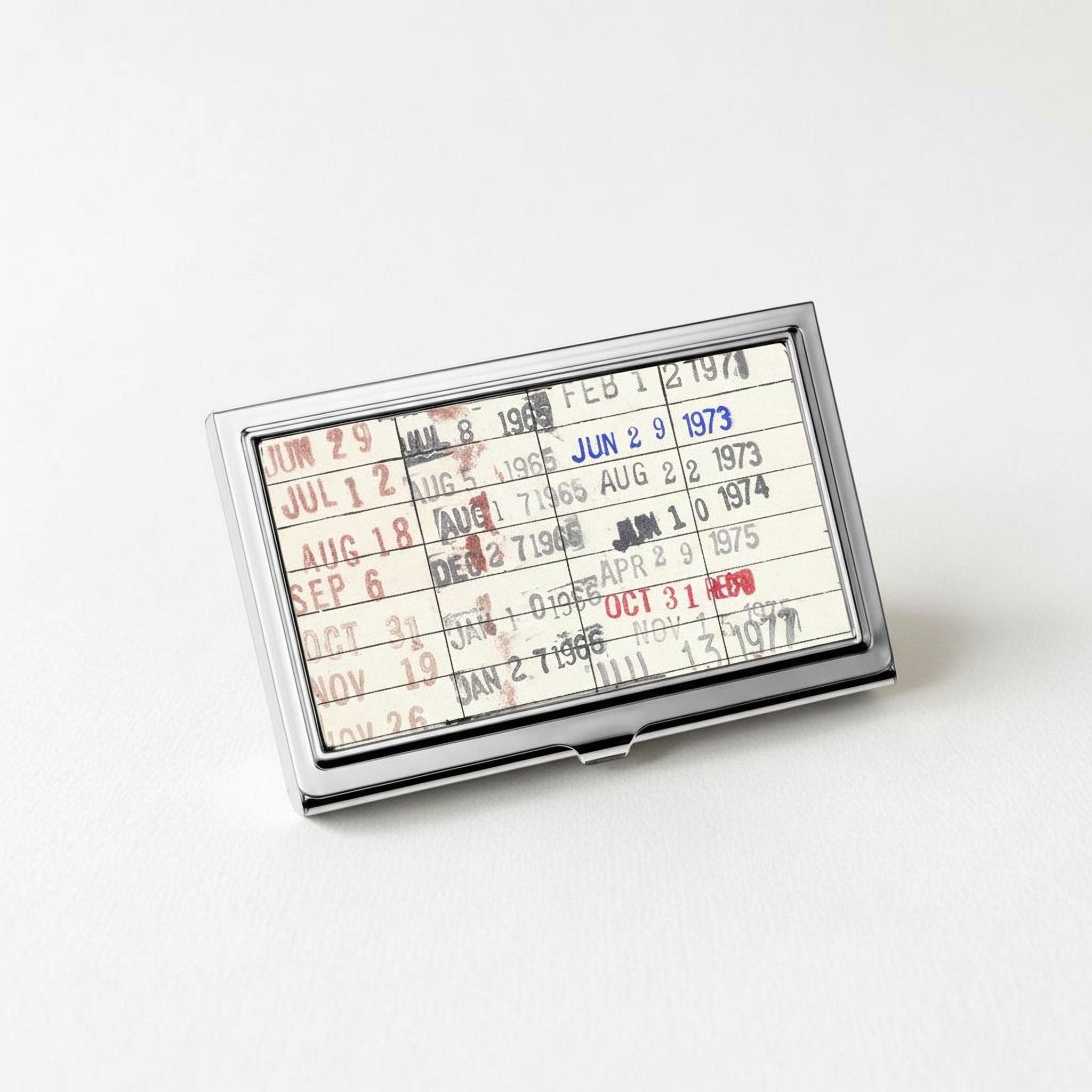 Vintage Business Card Case -  Metal Card Holder for Teachers & Readers