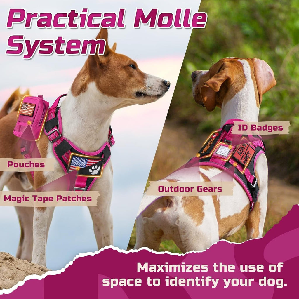No-Pull Tactical Dog Harness MOLLE Vest for Medium & Large Dogs