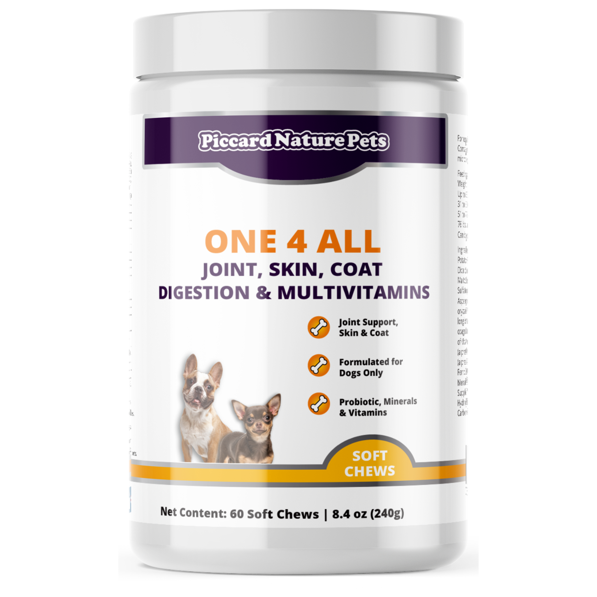 PiccardNaturePets One 4 All Dog Supplement Soft Chews 60 Count USA