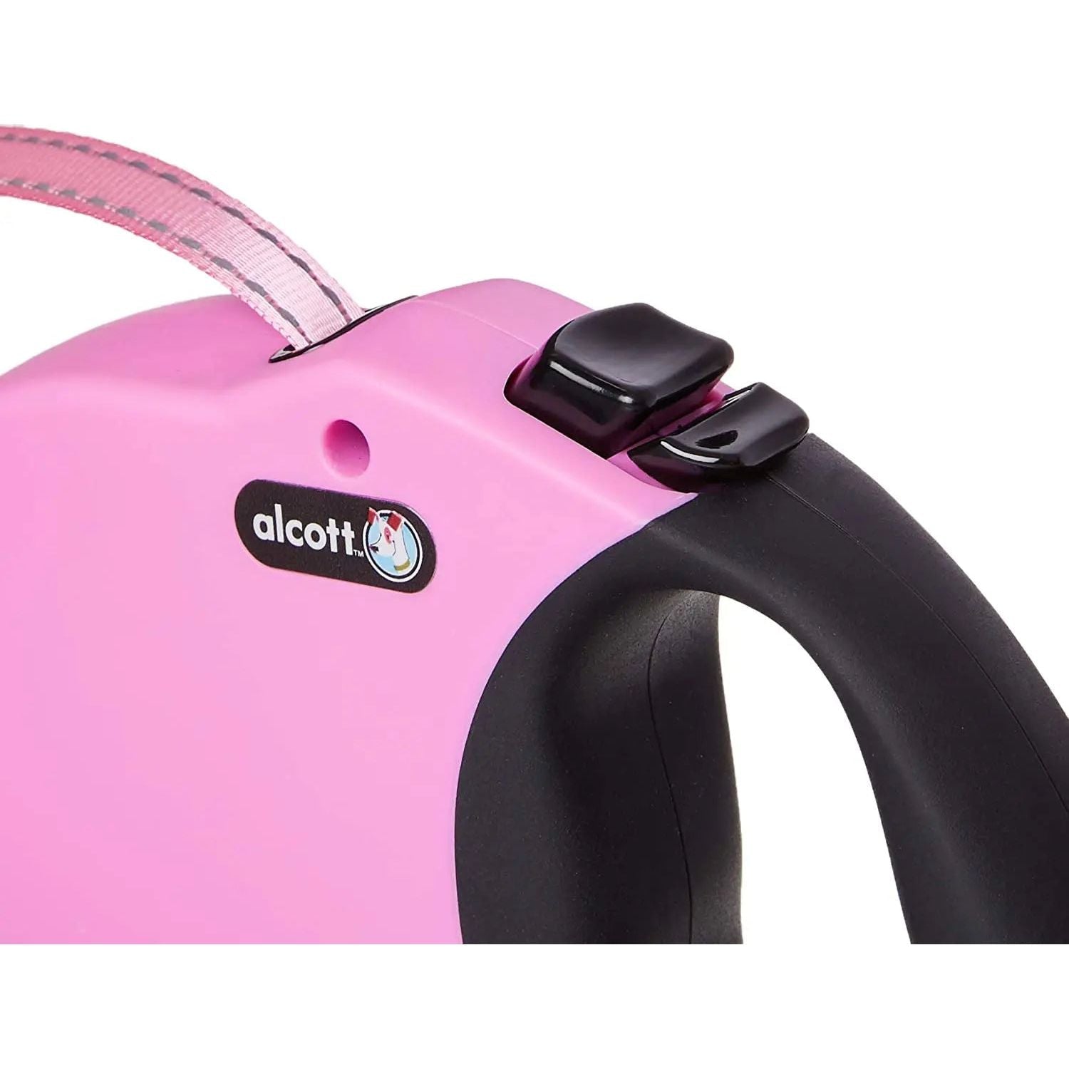 Alcott Adventure Retractable Reflective Belt Leash for Dogs, 10' Long, XS Pink