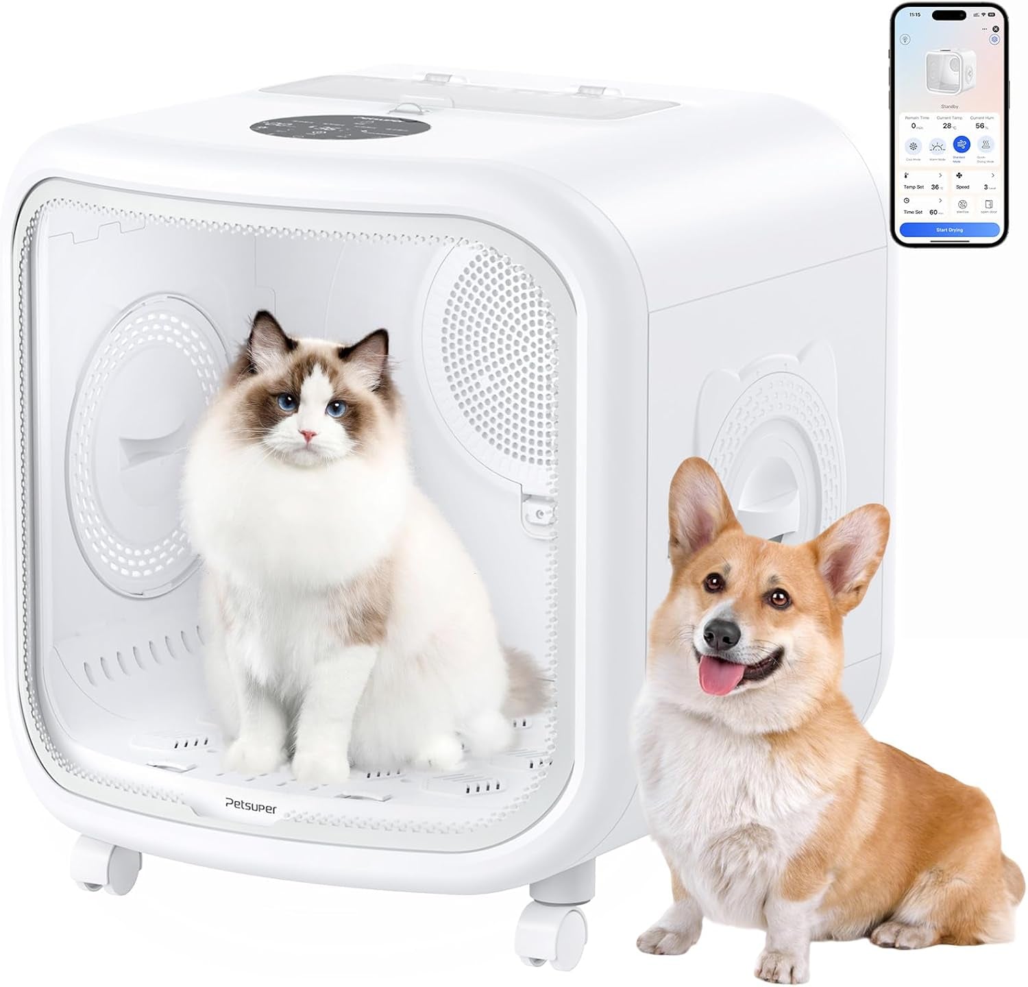 Automatic Pet Dryer Box 75L App Control Quiet Cat Dog Dryer