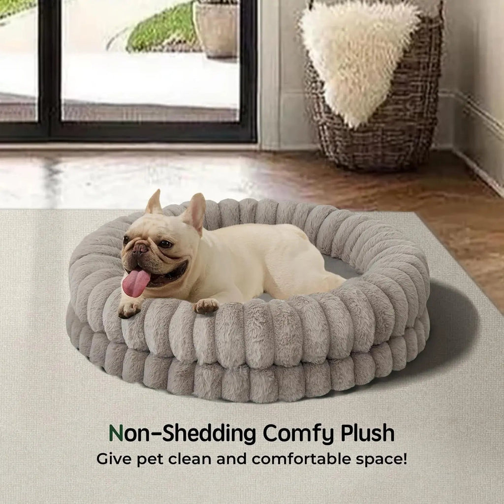 Luxury Donut Dog Bed – Orthopedic Calming Round Bed, Washable