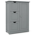Bathroom Floor Cabinet Side Storage Cabinet with 3 Drawers and 1 Cupboard