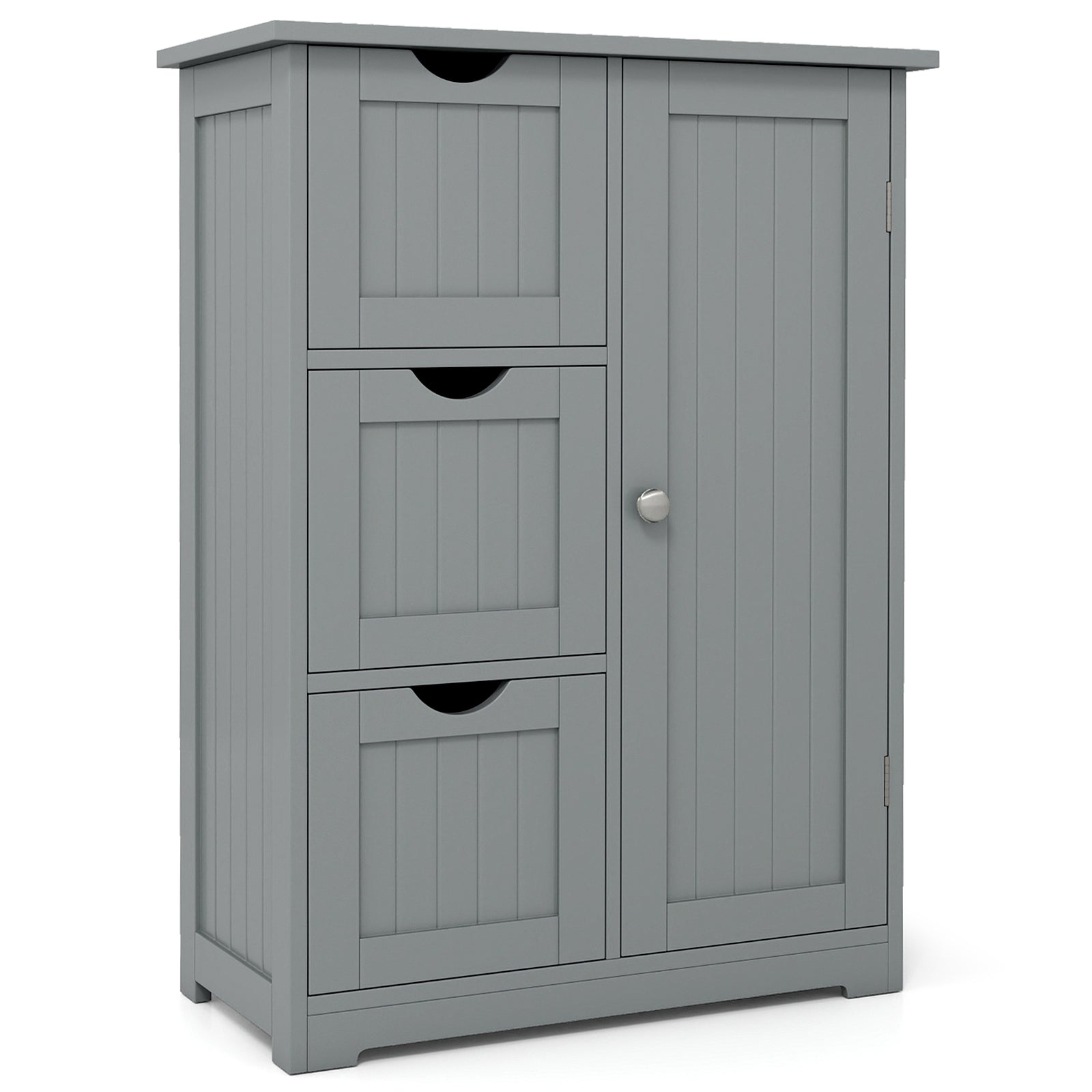 Bathroom Floor Cabinet Side Storage Cabinet with 3 Drawers and 1 Cupboard