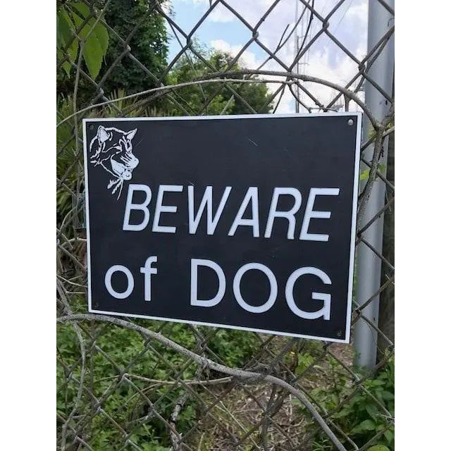 Beware Of Dog Signs Plastic Durable & Visible Black or Yellow 9 x 11" or 3 x 10"