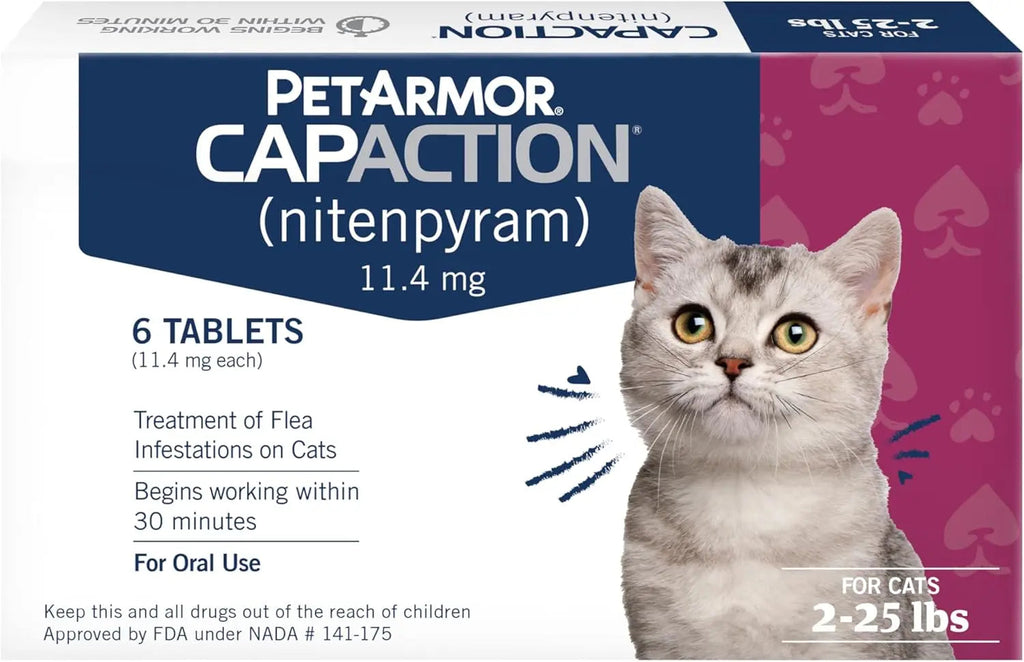 CAPACTION Oral Flea Tablets for Cats 2–25 lbs – 6 Doses, Fast-Acting Relief