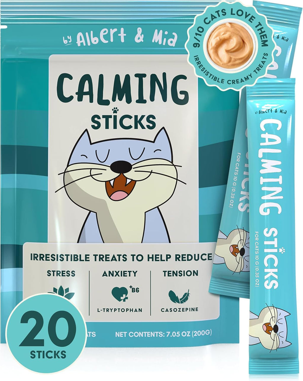 Cat Calming Treats Lickable Anxiety Relief Chicken Vet Recommended 20 Pack