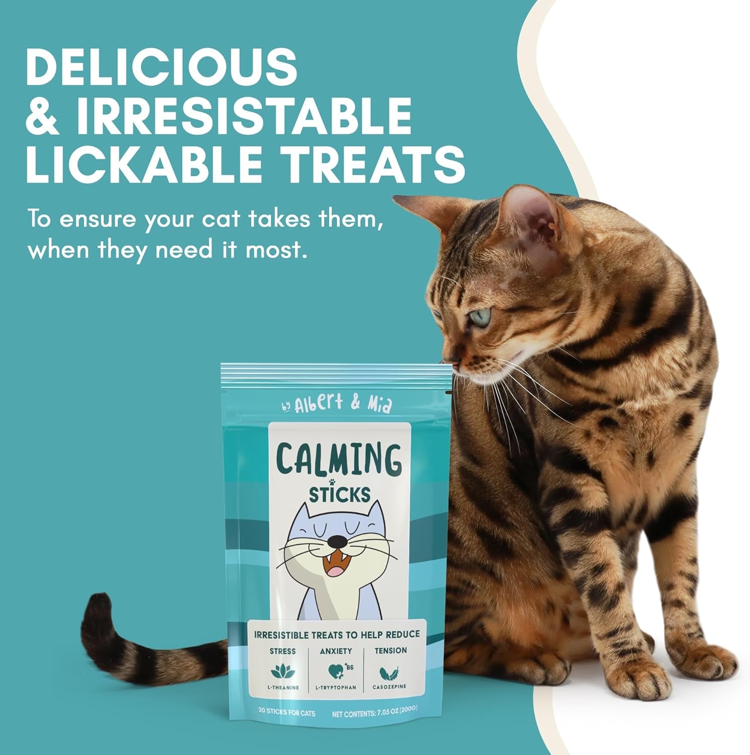 Cat Calming Treats Lickable Anxiety Relief Chicken Vet Recommended 20 Pack