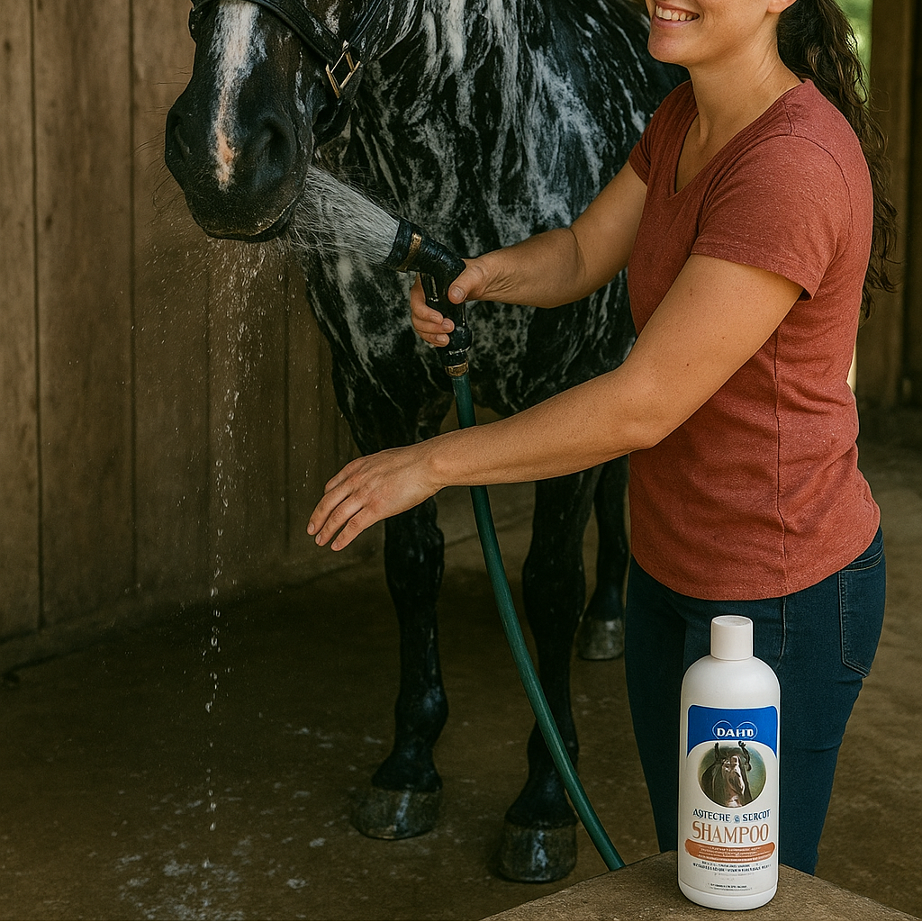 Davis Scruffy Horse Shampoo + HandsOn Grooming Gloves Large Size - Complete Grooming Kit