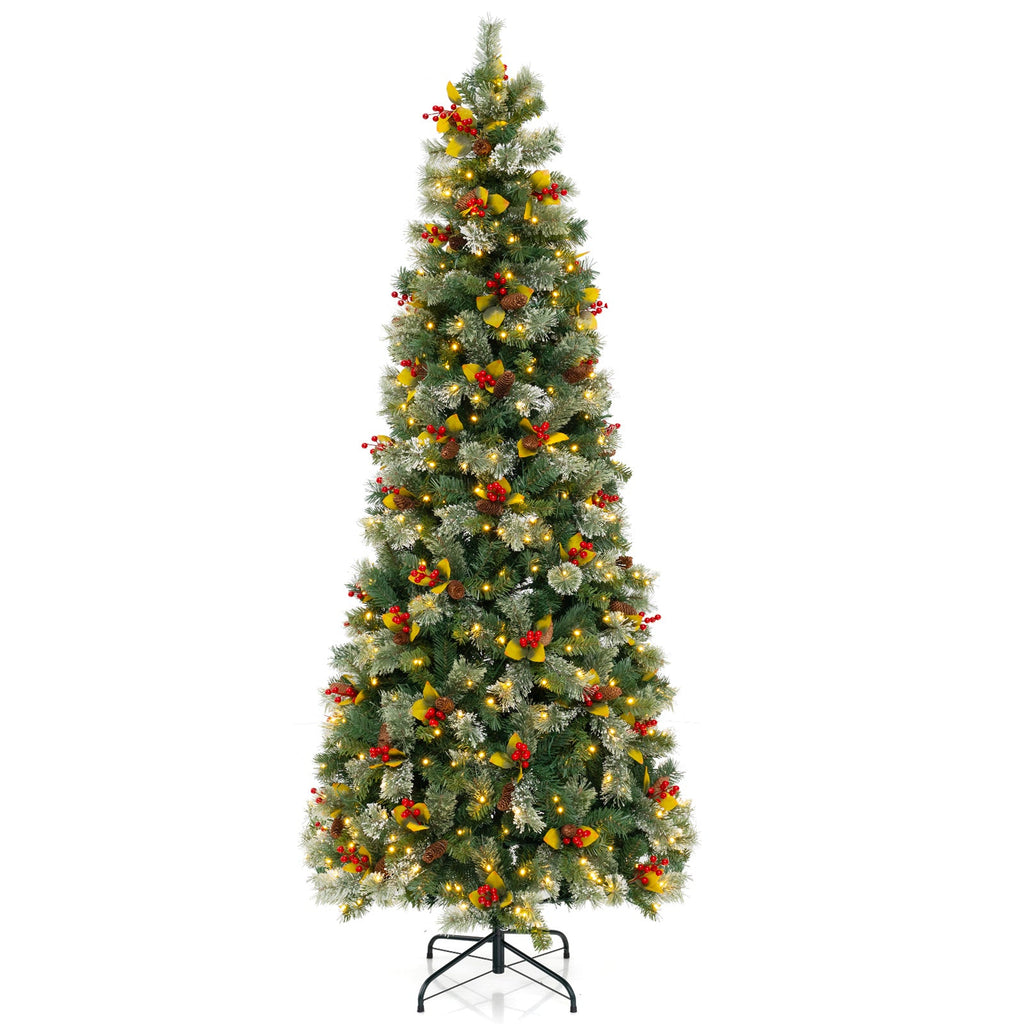 5/7.5/9 FT Pre-Lit Artificial Christmas Tree with 453/1096/1416 PVC and Pine Needles