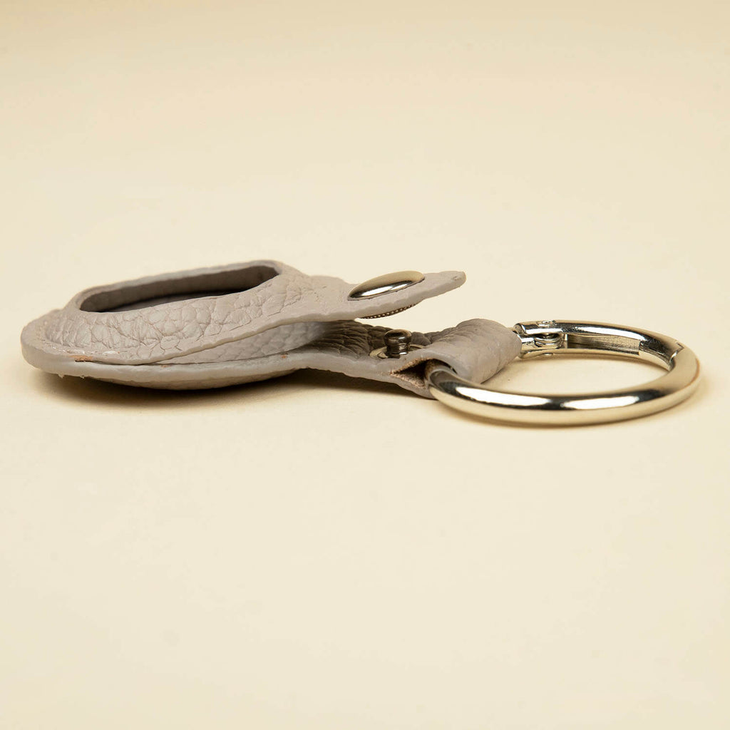 Premium Leather AirTag Holder - Light Beige - Orlando