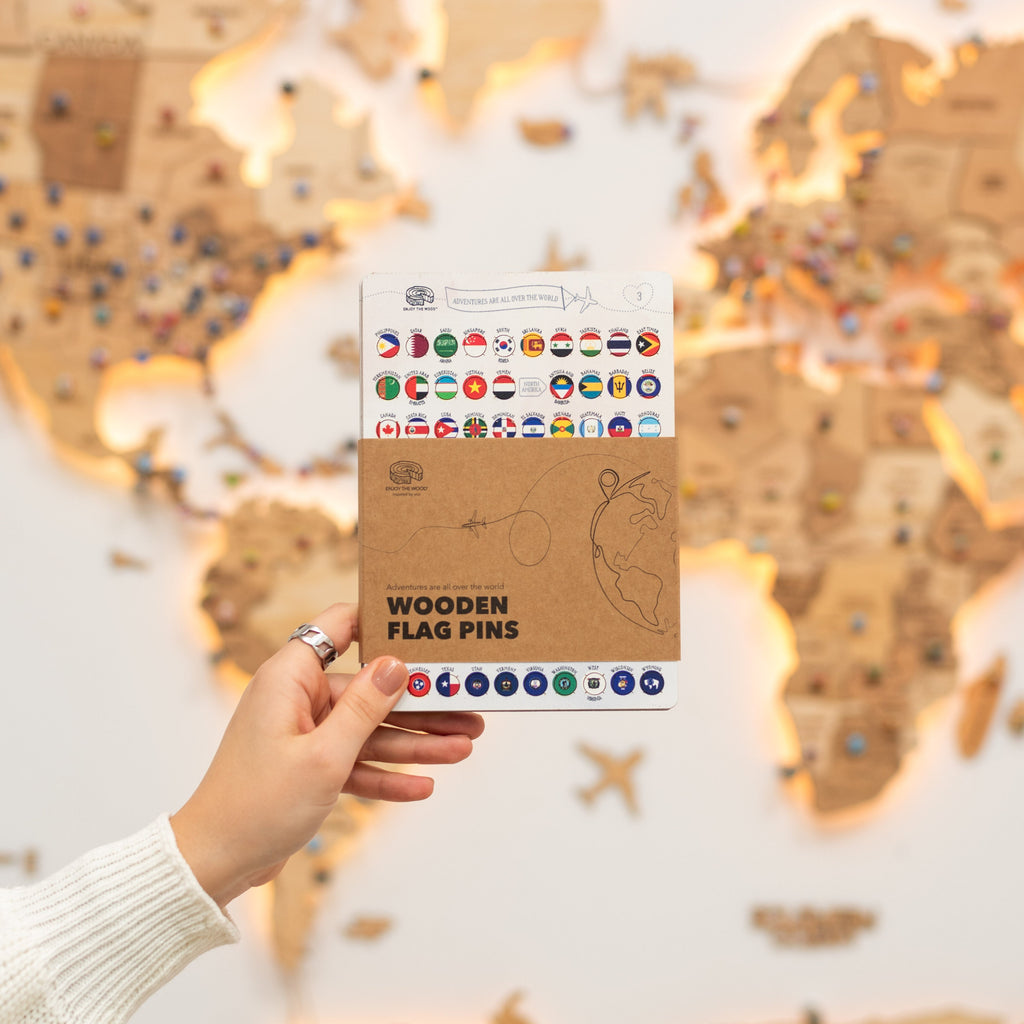 Wooden Flag Sticky Pins