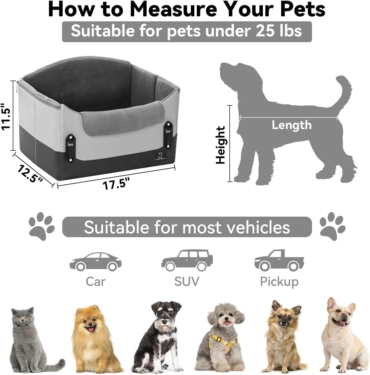 Dog Car Seat Booster with Safety Leash