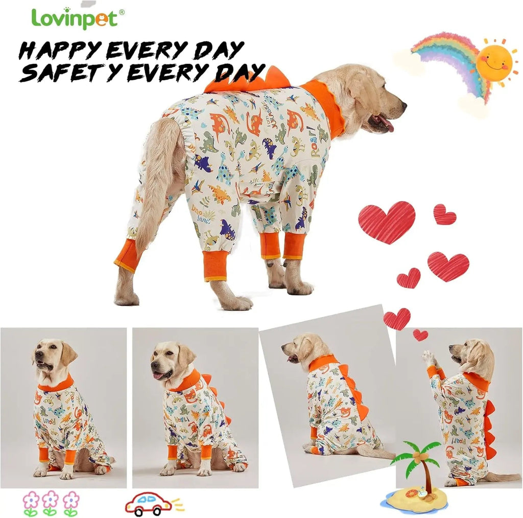 Anti-Lick Recovery Dog Pajamas – Jurassic Knit UV Suit