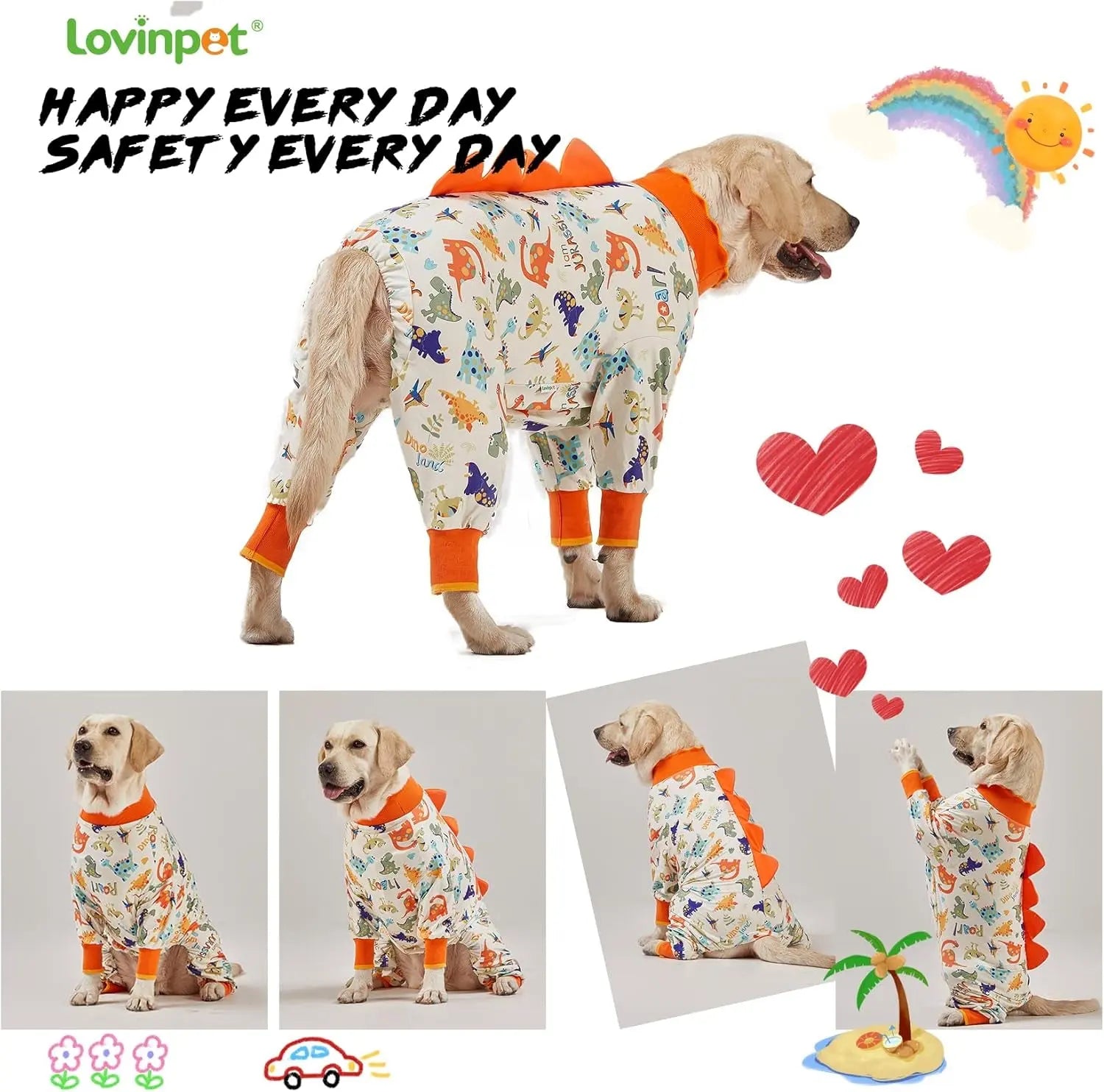 Anti-Lick Recovery Dog Pajamas – Jurassic Knit UV Suit