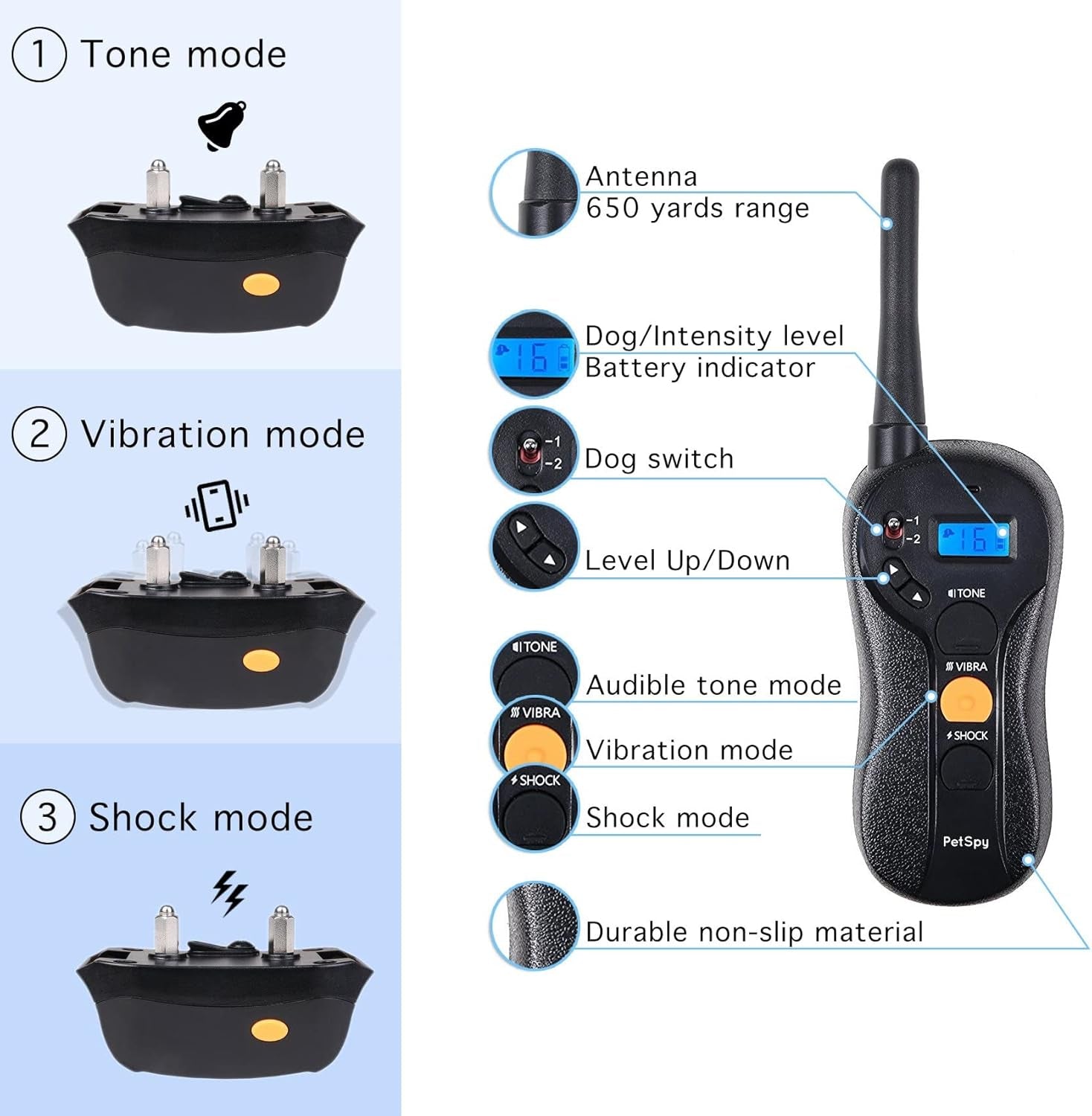 Dog Training Collar Remote Beep Vibration Shock Waterproof 1 or 2 Dogs